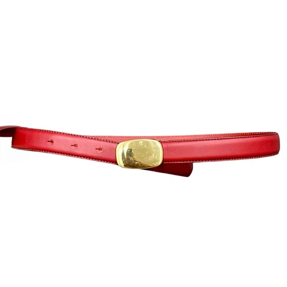 Talbots Red Leather Belt Solid Brass Buckle | Made in Italy | Medium - Picture 3 of 5
